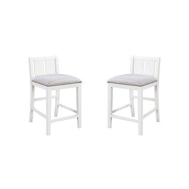 Ham 3 Piece Counter Height Compact Dining Table, Chair Set, White Wood