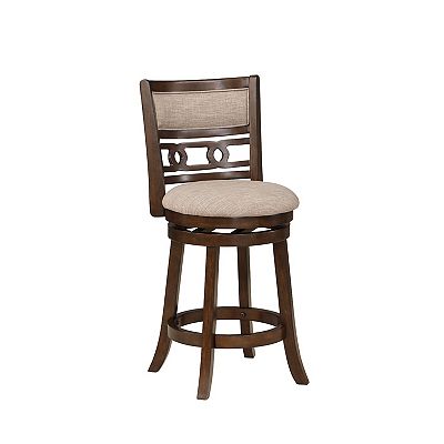 Gary 24 Inch Swivel Counter Stool, Cushioned Seat, Open Back