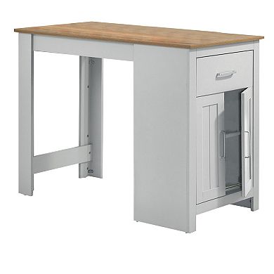 Lon 47 Inch Counter Height Kitchen Island Dining Table, White, Brown