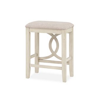 Ruth 25 Inch Counter Height Stool Set Of 2, Beige Polyester Padded, White
