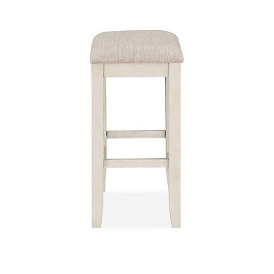 Ruth 25 Inch Counter Height Stool Set Of 2, Beige Polyester Padded, White