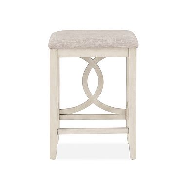 Ruth 25 Inch Counter Height Stool Set Of 2, Beige Polyester Padded, White