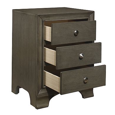 Folu 26 Inch Nightstand, Usb Port, 3 Drawers With Chrome Knobs, Gray Finish