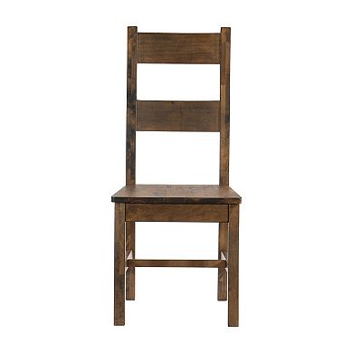 Rick 22 Inch Side Dining Chairs Set Of 2, Ladder Back, Burnished Brown Rubberwood