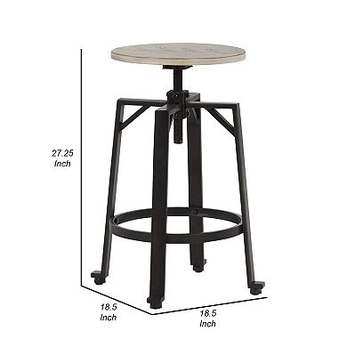 Xin 22-27 Inch Barstool, Set Of 2, Adjustable Height, Light Brown, Black