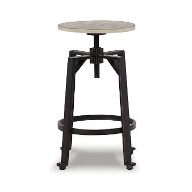 Xin 22-27 Inch Barstool, Set Of 2, Adjustable Height, Light Brown, Black