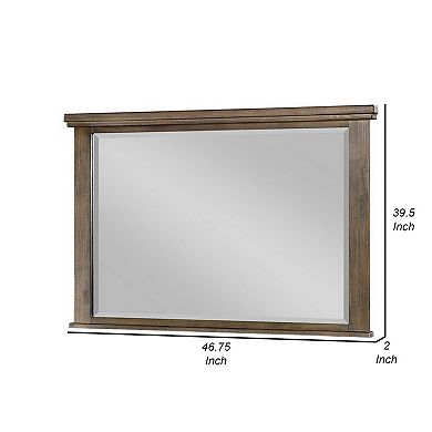 Lan 40 X 47 Dresser Mirror, Tempered Glass, Rectangular, Rustic Taupe