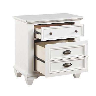 Lyni 30 Inch Nightstand With 3 Drawers, Farmhouse White Acacia Wood