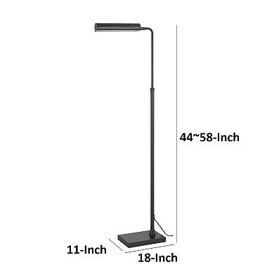 Kime 44-58 Inch Floor Lamp, Adjustable Height, Led, Charcoal Grey Finish