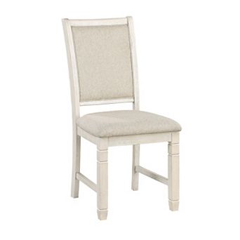 Anji 24 Inch Side Dining Chairs Set Of 2, Curved Back, Beige Polyester Cushioned Seat