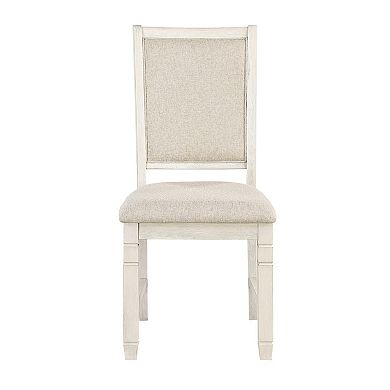 Anji 24 Inch Side Dining Chairs Set Of 2, Curved Back, Beige Polyester Cushioned Seat