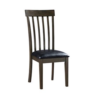 Kyn 18 Inch Side Dining Chairs Set Of 2, Slatted Back, Padded Seat, Farmhouse Brown
