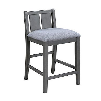 Ham 3 Piece Counter Height Compact Dining Table, Chair Set, Gray Wood