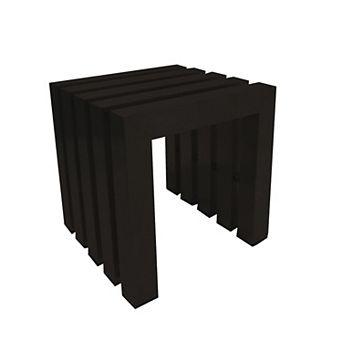 Namo 17 Inch Accent Stool, Modern Slatted Design, Rectangular, Black Steel