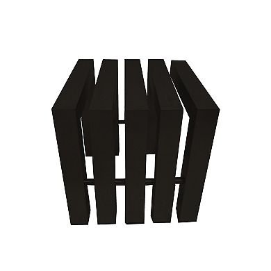 Namo 17 Inch Accent Stool, Modern Slatted Design, Rectangular, Black Steel