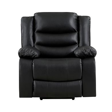 Carry 39 Inch Power Lift Recliner Chair, Black Faux Leather, Solid Wood