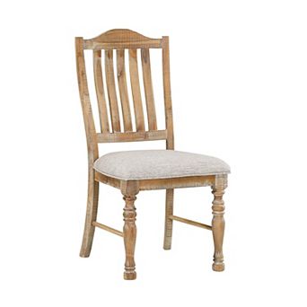 Tia 20 Inch Side Dining Chairs Set Of 2, Open Slatted, Turned Feet, Farmhouse Brown