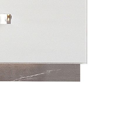 Ruo 25" Inch Modern Nightstand, 2 Drawers, Chrome Plinth Base, White Wood