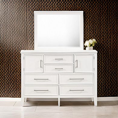 Zavi 32 X 40 Dresser Mirror, Rectangular Shape, Tempered Glass, White