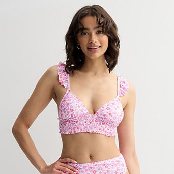 Juniors' Ninety-Nine° Microruffle Smocked Bralette