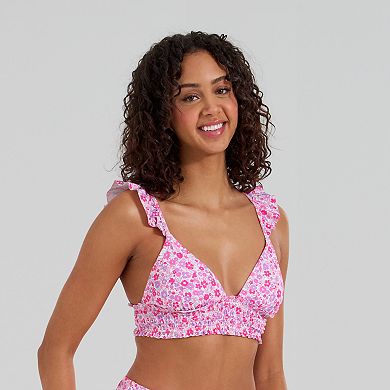 Juniors' Ninety-Nine° Microruffle Smocked Bralette