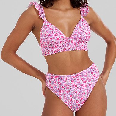 Juniors' Ninety-Nine° Microruffle Smocked Bralette