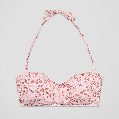 Juniors' Ninety-Nine° Microruffle Bandeau Bikini Top