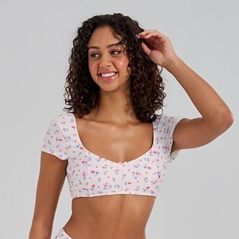 Juniors' Ninety-Nine° Cap Sleeve Crop Top