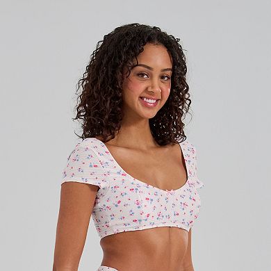 Juniors' Ninety-Nine° Cap Sleeve Crop Top