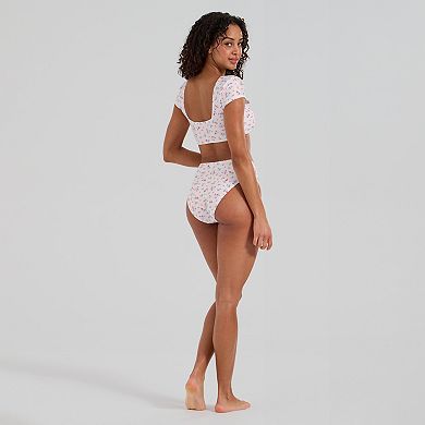 Juniors' Ninety-Nine° Cap Sleeve Crop Top