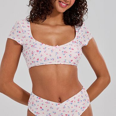 Juniors' Ninety-Nine° Cap Sleeve Crop Top