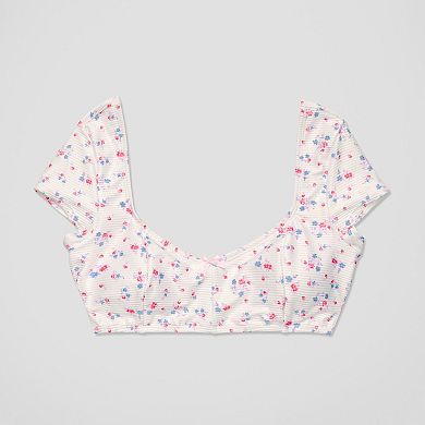 Juniors' Ninety-Nine° Cap Sleeve Crop Top