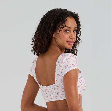Juniors' Ninety-Nine° Cap Sleeve Crop Top