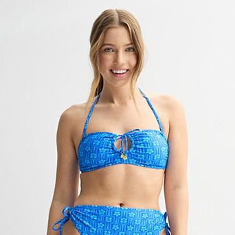 Juniors' Ninety-Nine° Tie Front Bandeau Bikini Top
