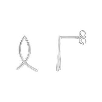 PRIMROSE Sterling Silver Polished Fish Stud Earrings