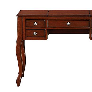Cherub Vanity Set Featuring Stool And Mirror Cherry Brown
