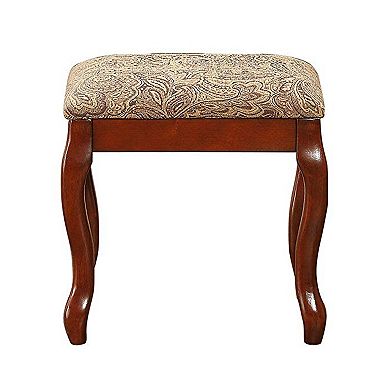 Cherub Vanity Set Featuring Stool And Mirror Cherry Brown