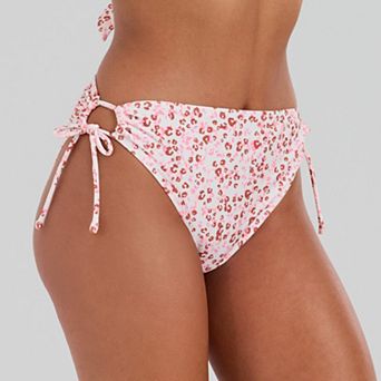 Juniors' Ninety-Nine° Pink Leopard Print Side-Tie Bikini Bottoms