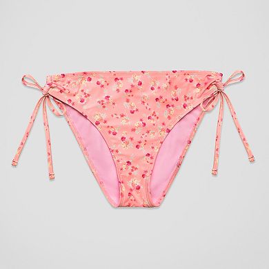 Juniors' Ninety-Nine° Floral Print Side Tie Cheeky Hipster Bikini Bottoms