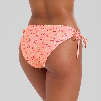 Juniors' Ninety-Nine° Floral Print Side Tie Cheeky Hipster Bikini Bottoms