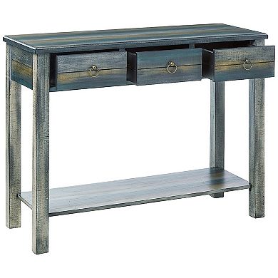 Glancio Beautiful Console Table, Antique Oak & Teal Blue