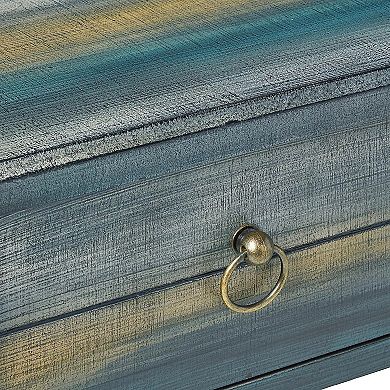 Glancio Beautiful Console Table, Antique Oak & Teal Blue