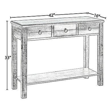 Glancio Beautiful Console Table, Antique Oak & Teal Blue