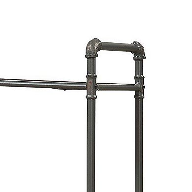 Three Tier Metal Bookshelf With Wooden Shelves, Oak Brown & Gray