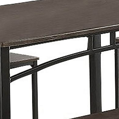 5 Piece Metal And Wood Dining Table Set In Antique Brown
