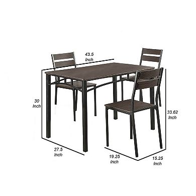 5 Piece Metal And Wood Dining Table Set In Antique Brown