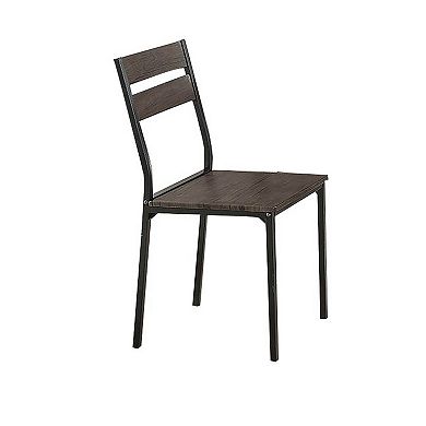 5 Piece Metal And Wood Dining Table Set In Antique Brown