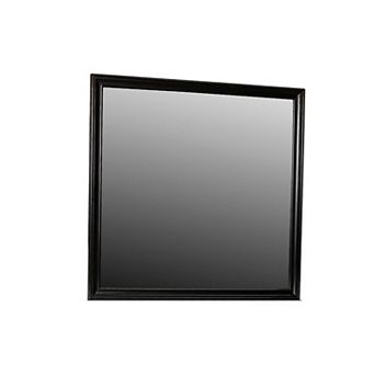 Umi 39 X 39 Dresser Mirror, Molded Design Solid Wood Black Square Frame