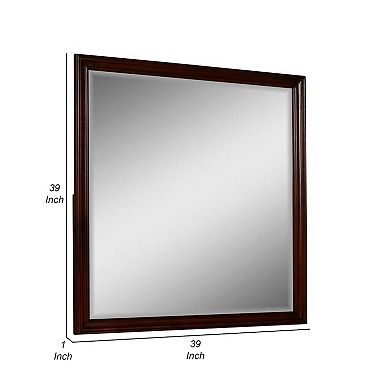 Umi 39 X 39 Dresser Mirror, Molded Design Solid Wood Cherry Square Frame