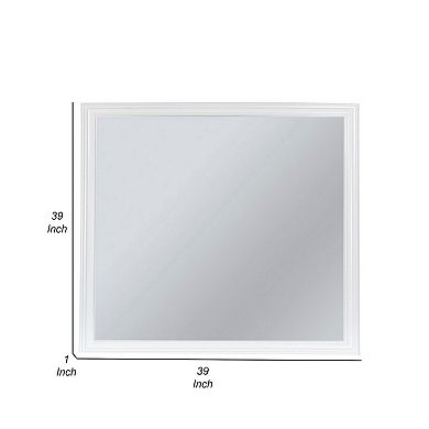 Umi 39 X 39 Dresser Mirror, Molded Design Solid Wood White Square Frame
